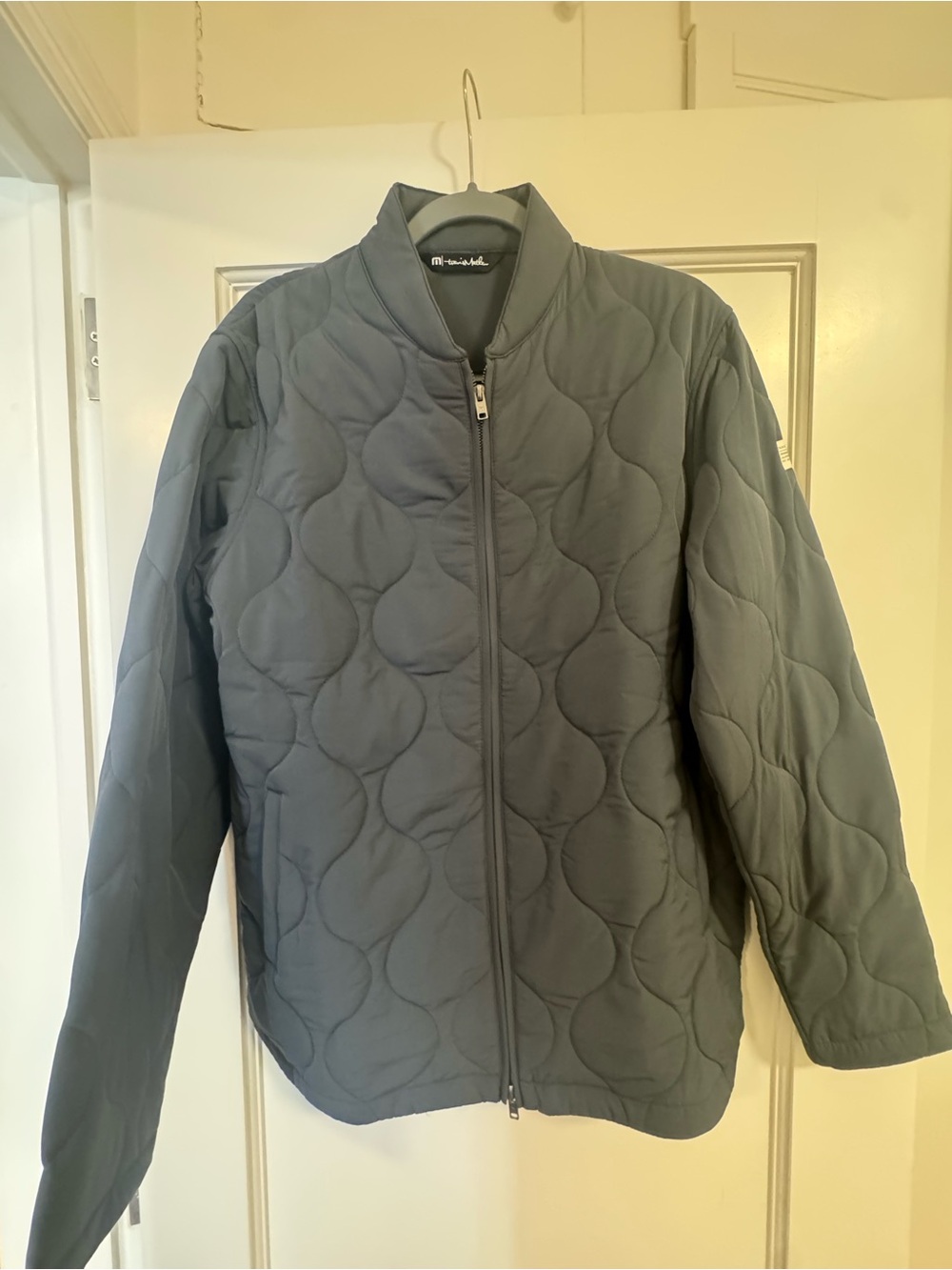 Travis Mathew Quilted Bomber Jacket in Gray